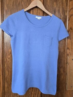 Garnet Hill Cashmere Sweater Periwinkle Crewneck Tee